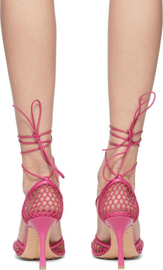 Bottega Veneta Pink Stretch Web Heels - Picture 5