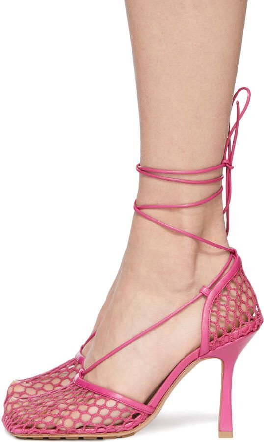 Bottega Veneta Pink Stretch Web Heels - Picture 3