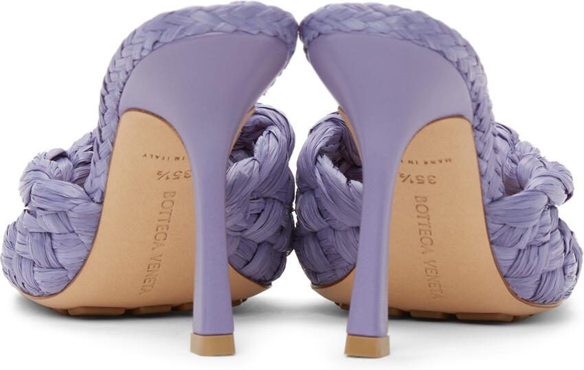 Bottega Veneta Purple Raffia Stretch Heeled Mules - Picture 2