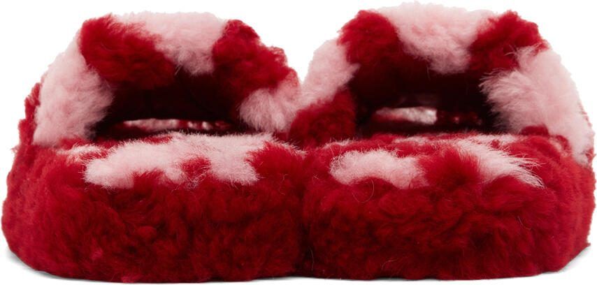 Bottega Veneta Red  Pink Teddy Sandals