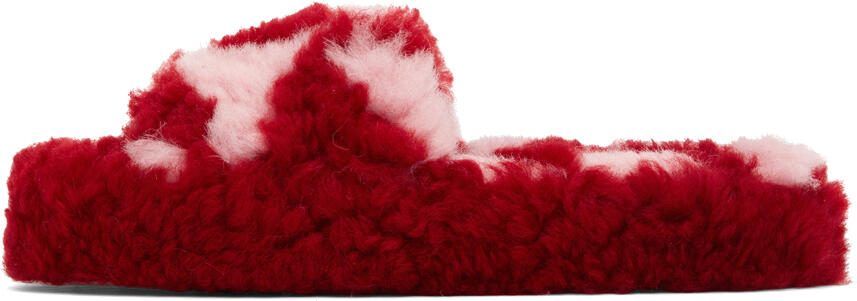 Bottega Veneta Red  Pink Teddy Sandals - Picture 4