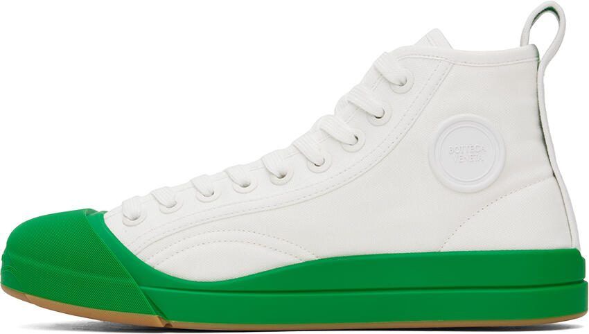 Bottega Veneta White  Green Vulcan Sneakers - Picture 3