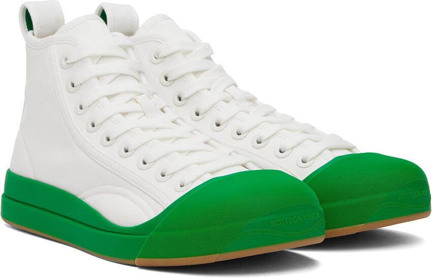 Bottega Veneta White  Green Vulcan Sneakers - Picture 2