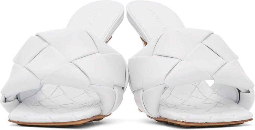 Bottega Veneta White Intrecciato Lido Heeled Sandals - Picture 3