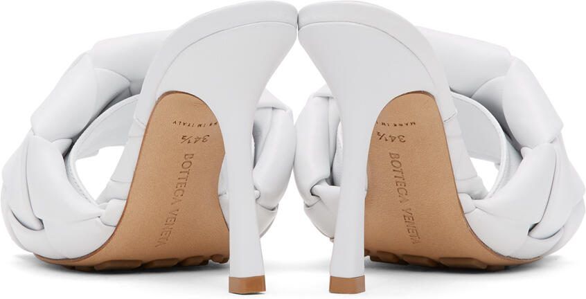 Bottega Veneta White Intrecciato Lido Heeled Sandals - Picture 4