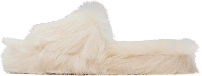 Bottega Veneta White Shearling Resort Slides - Picture 3