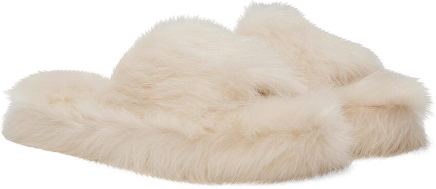 Bottega Veneta White Shearling Resort Slides - Picture 2
