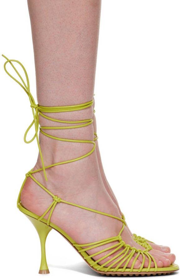 Bottega Veneta Green Lagoon Dot Heeled Sandals - Picture 5