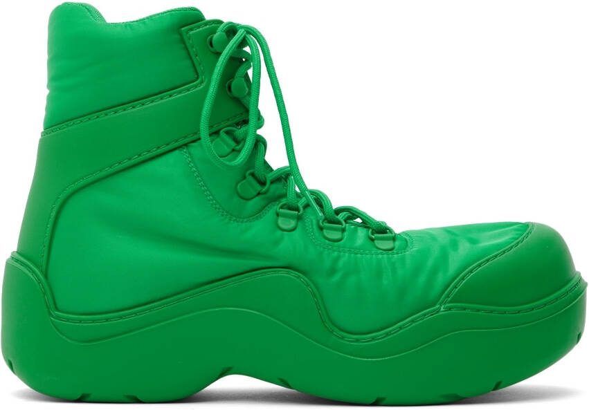 Bottega Veneta Green Puddle Bomber Lace-Up Boots - Picture 5