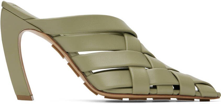 Bottega Veneta Khaki Alfie Mules - Picture 5