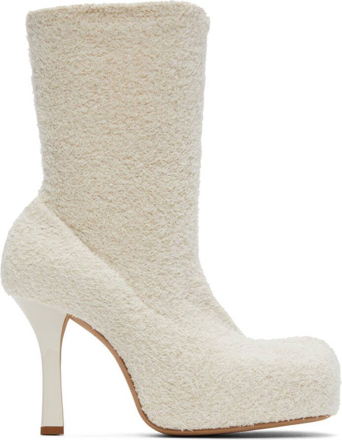 Bottega Veneta Off-White Knit 'The Bold' Boots - Picture 5