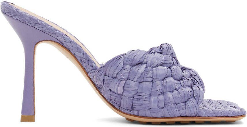 Bottega Veneta Purple Raffia Stretch Heeled Mules - Picture 5