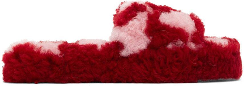 Bottega Veneta Red  Pink Teddy Sandals - Picture 5