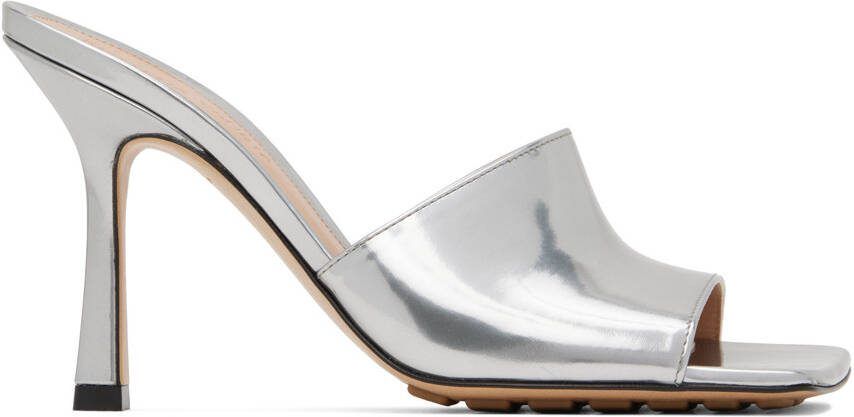 Bottega Veneta Silver Stretch Heeled Mule - Picture 5