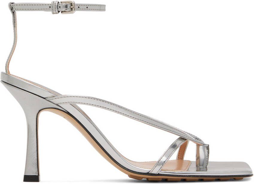 Bottega Veneta Silver Stretch Strap Sandal - Picture 5