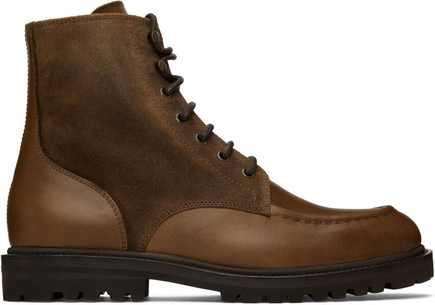 Brunello Cucinelli Brown Paneled Leather Boots - Picture 5