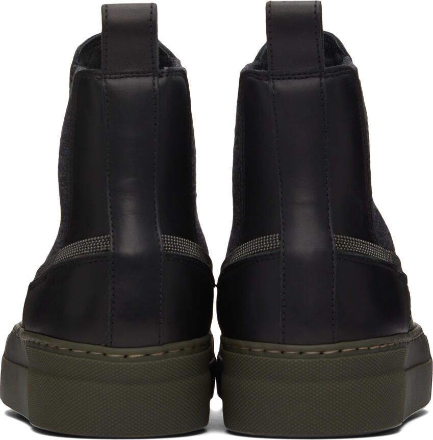 Brunello Cucinelli Black Leather Ankle Boots