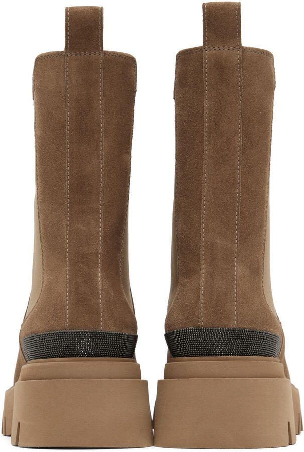 Brunello Cucinelli Brown Glitter Chelsea Boots - Picture 3