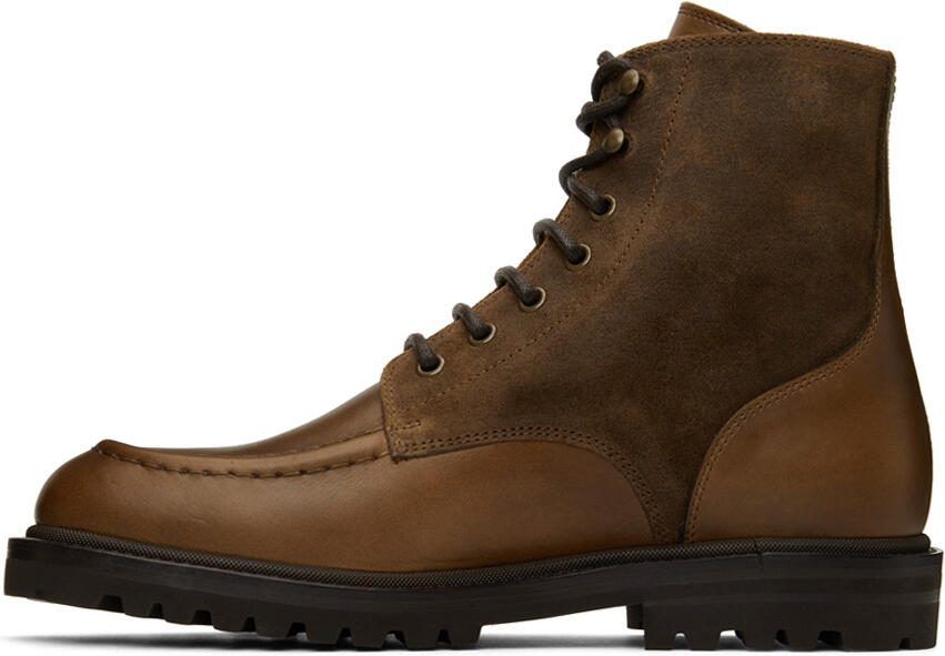 Brunello Cucinelli Brown Paneled Leather Boots - Picture 4