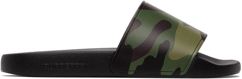 Burberry Beige  Black Camouflage Print Slides - Picture 5
