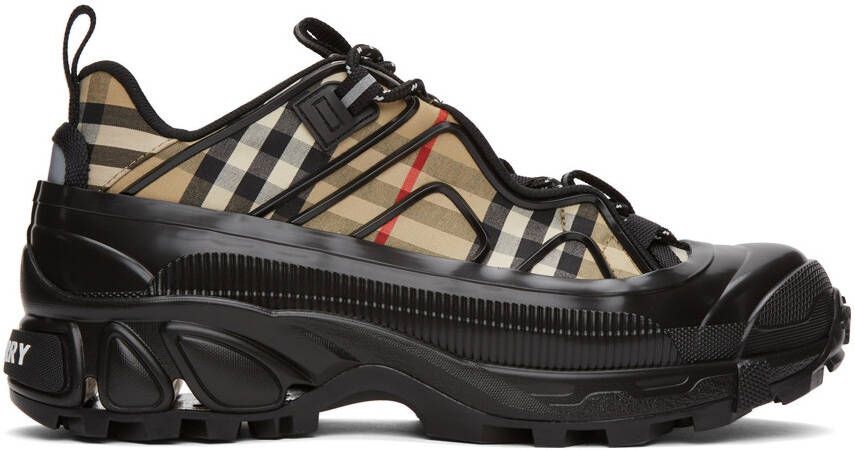 Burberry Beige  Black Check Arthur Sneakers - Picture 3