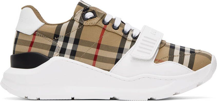Burberry Beige  White Check Sneakers