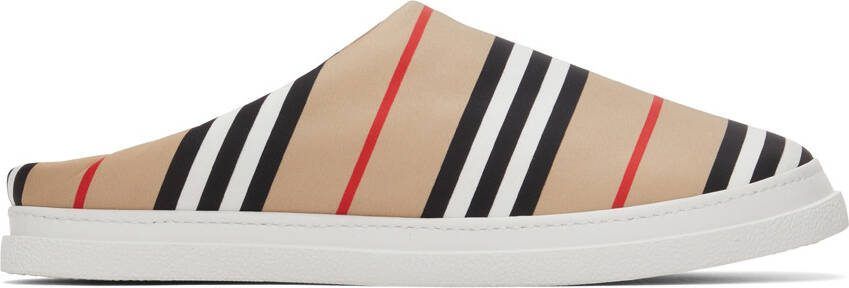 Burberry Beige Icon Stripe Slippers - Picture 5