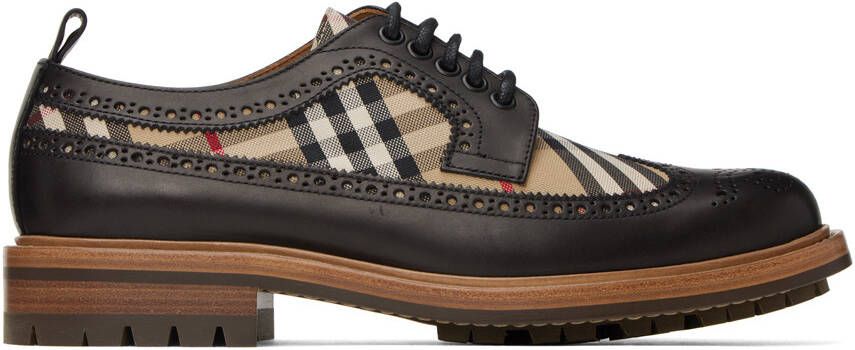 Burberry Black  Beige Check Derbys - Picture 4