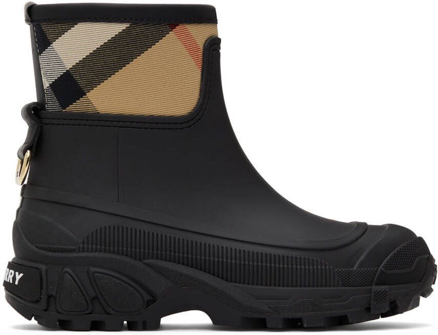 Burberry Black  Beige Ryan Rain Boots - Picture 5
