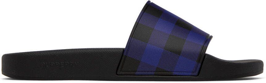 Burberry Black  Blue Check Slides