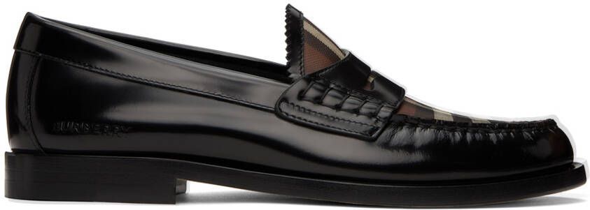 Burberry Black  Brown Check Loafers