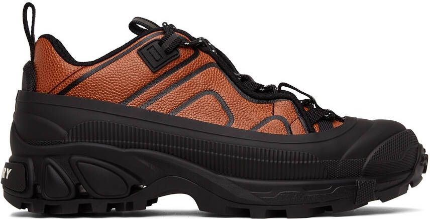 Burberry Black  Orange Leather Arthur Sneakers - Picture 4