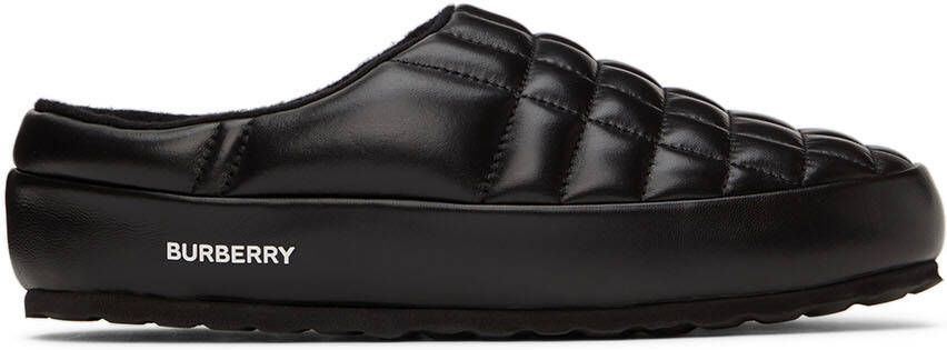 Burberry Black Leather Quilted Slippers - Picture 5