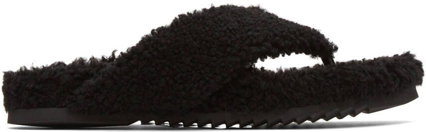 Burberry Black Shearling Furnival Sandals - Picture 4