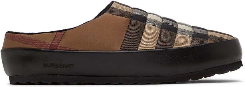 Burberry Brown  Beige Northaven Check Slippers