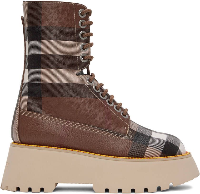 Burberry Brown Check Ankle Boots - Picture 5