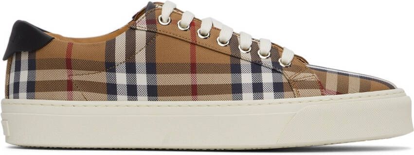 Burberry Brown Check Canvas  Calfskin Sneakers - Picture 5