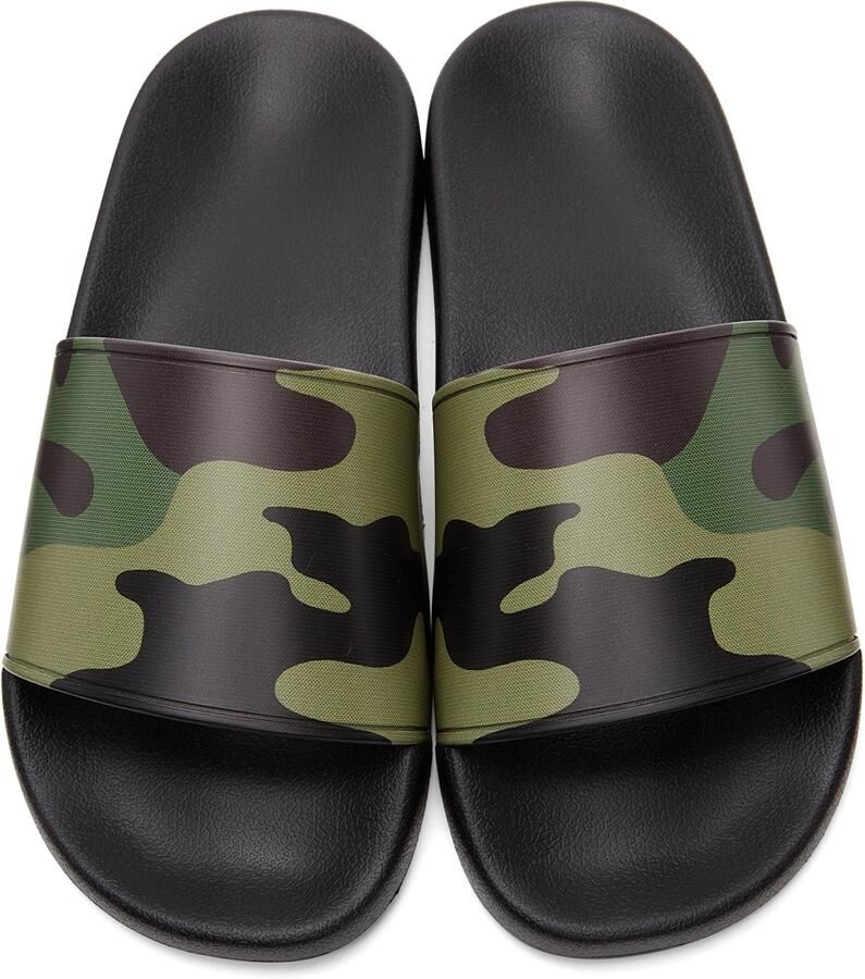 Burberry Beige  Black Camouflage Print Slides