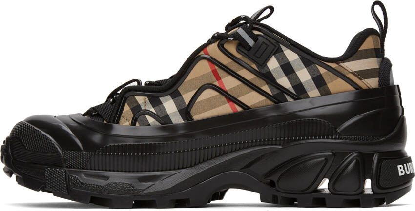 Burberry Beige  Black Check Arthur Sneakers - Picture 2