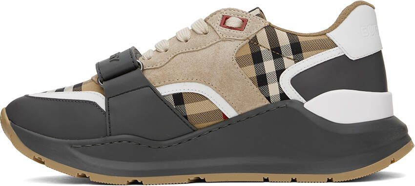 Burberry Beige  Grey Vintage Check Sneakers - Picture 3