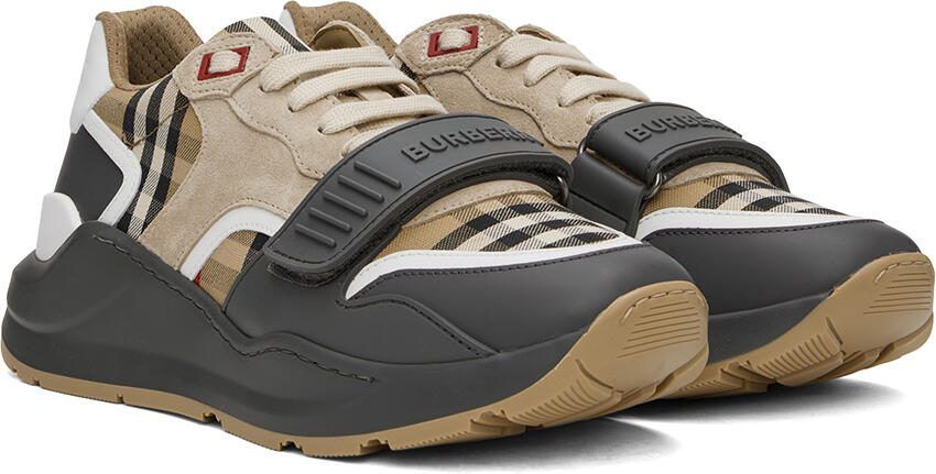 Burberry Beige  Grey Vintage Check Sneakers - Picture 2