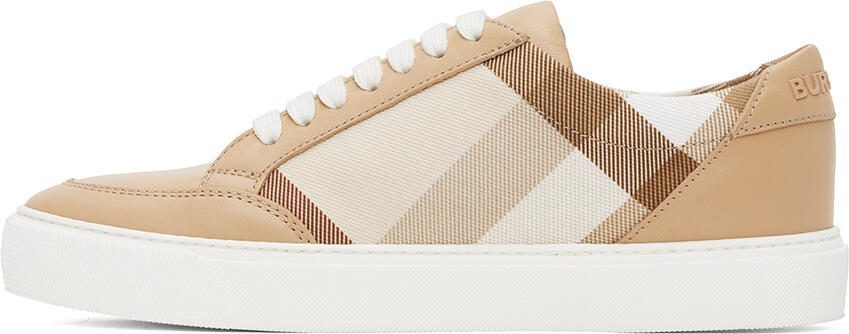 Burberry Beige Check  Leather Sneakers - Picture 3