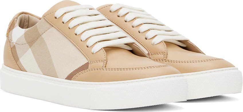 Burberry Beige Check  Leather Sneakers - Picture 2