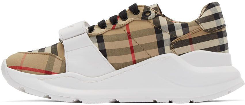 Burberry Beige Check Regis Sneakers - Picture 2
