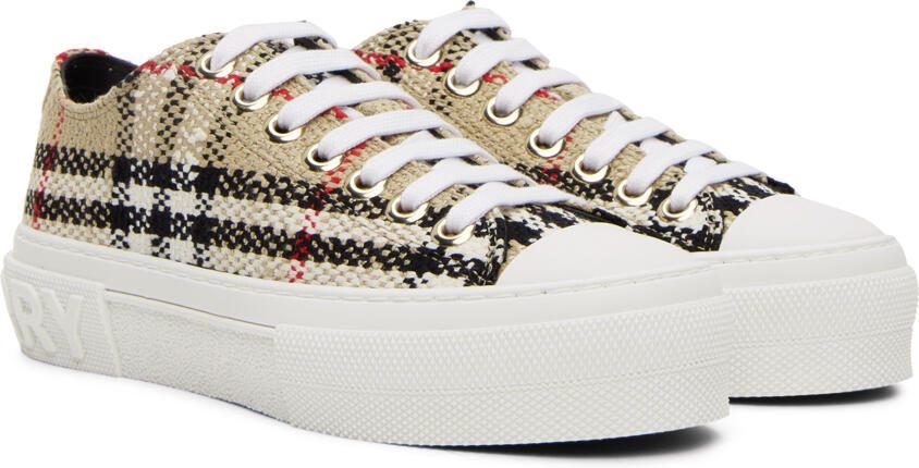 Burberry Beige Tweed Jack Sneakers - Picture 2