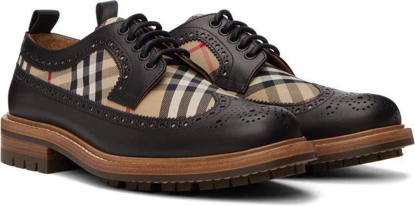Burberry Black  Beige Check Derbys - Picture 2