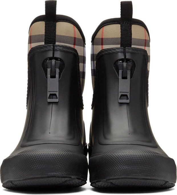 Burberry Black  Beige Flinton Rain Boots - Picture 3