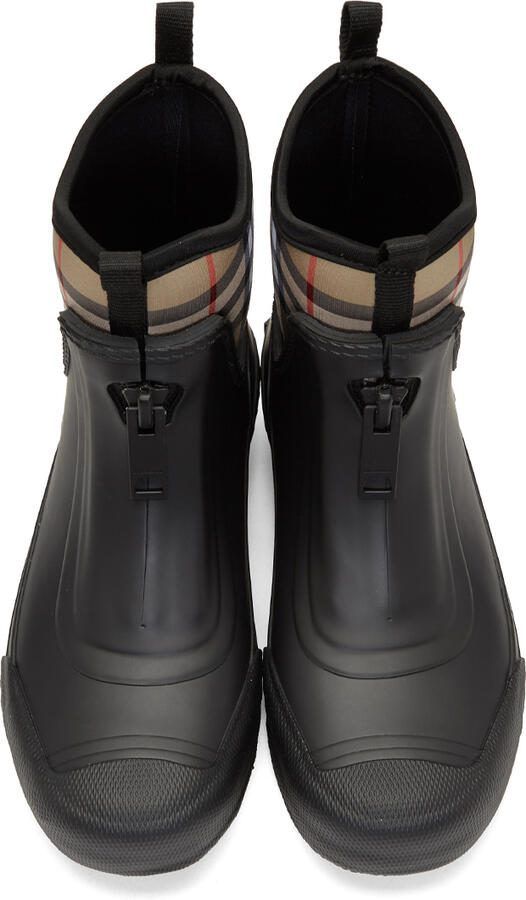 Burberry Black  Beige Flinton Rain Boots - Picture 2