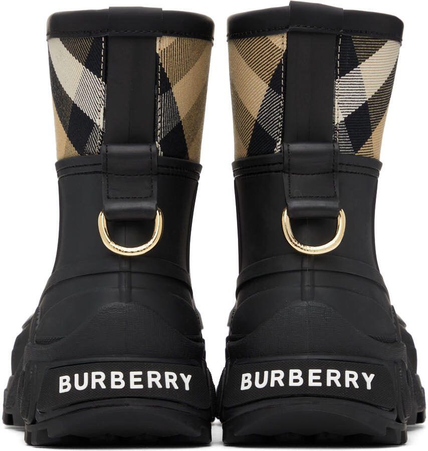 Burberry Black  Beige Ryan Rain Boots