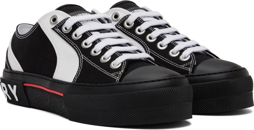 Burberry Black  White Logo Detail Sneakers - Picture 2